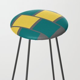 Slanting square boxes | yellow and green Counter Stool