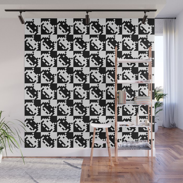 Black and white invaders pattern Wall Mural