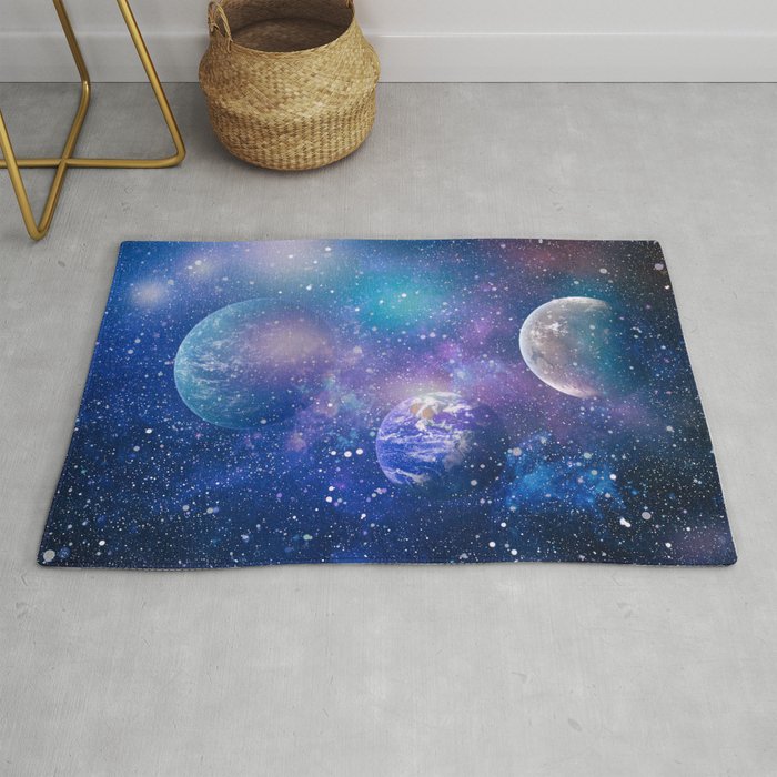 planets, stars and galaxies in outer space showing the beauty of space exploration. Rug