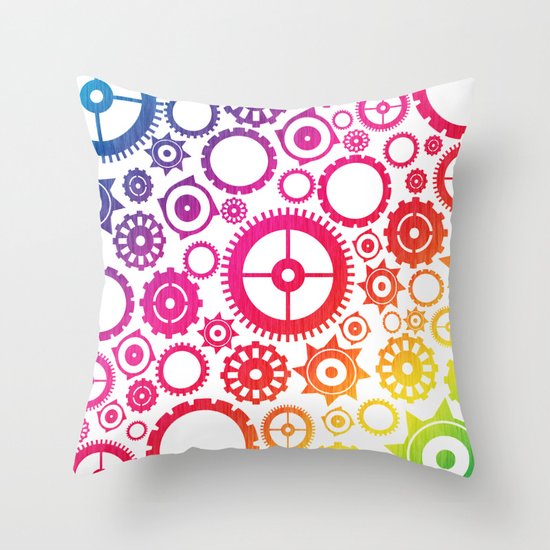 Color Cogs. Throw Pillow