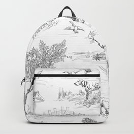 Toile de Jouy Vintage French Black & White Pattern Backpack