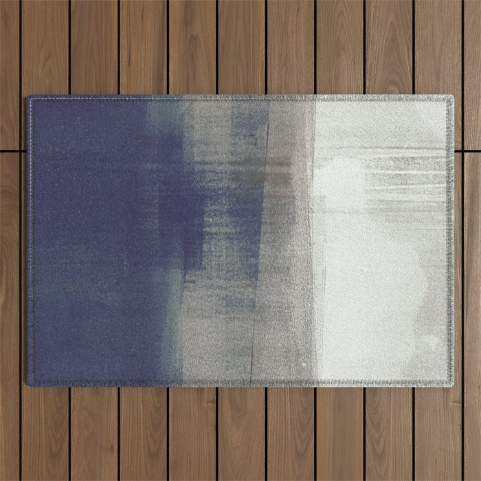 Navy Blue And Grey Minimalist Abstract, Gray And Navy Outdoor Rug