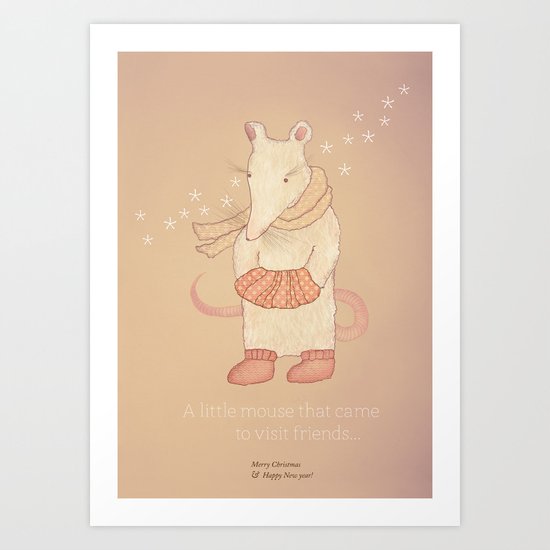 Christmas creatures- The Little Mouse Art Print