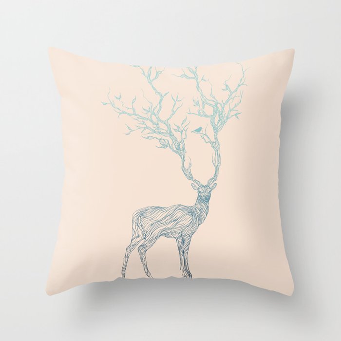 Blue Deer Throw Pillow