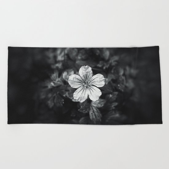 Minimalistic black and white flower petal Beach Towel