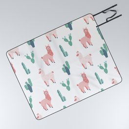 Alpacas And Cactus Pattern Picnic Blanket