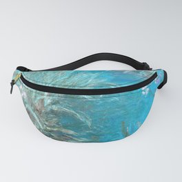 The Path through the Irises floral iris landscape painting by Claude Monet in alternate blue Fanny Pack