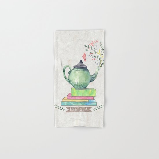 Books & Tea Watercolor Hand & Bath Towel