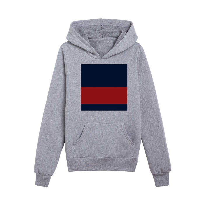 Navy Bold Red Stripe Kids Pullover Hoodie