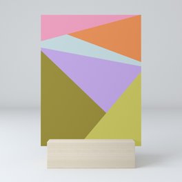 Geometric Abstraction in Purple Moss and Coral Mini Art Print