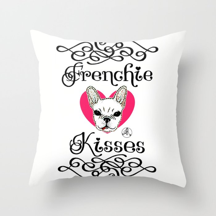 Frenchie Kisses Throw Pillow