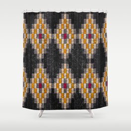 Embroidered seamless pattern. Bohemian style ornament. Ethnic and tribal motifs. illustration.  Shower Curtain
