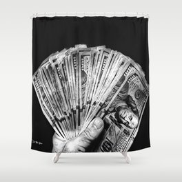 Money - Black And White Shower Curtain
