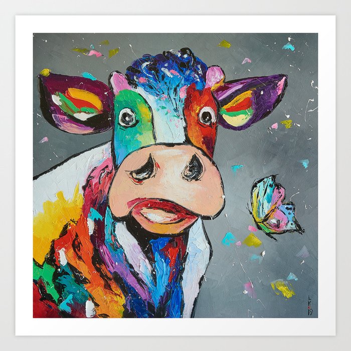Happy Cow Art Print By Vladdurnev Society6