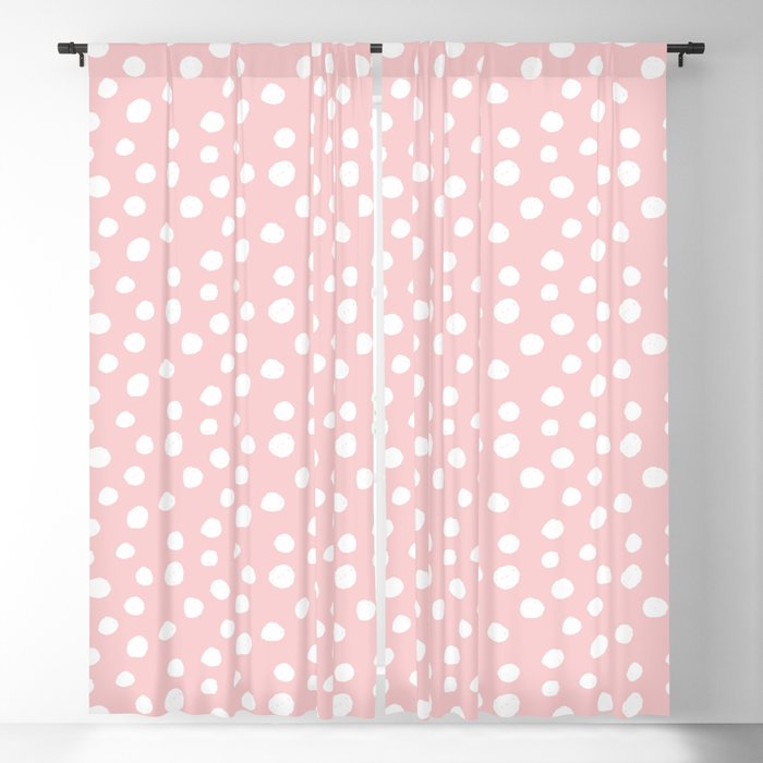Blush Pink & White Polka Dots Blackout Curtain