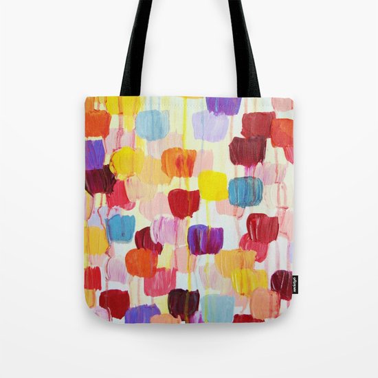 DOTTY - Stunning Bright Bold Rainbow Colorful Square Polka Dots Lovely Original Abstract Painting Tote Bag