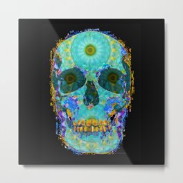 Mandala Skull Artwork - Third Eye Chakra Energy Art - Sharon Cummings Metal Print