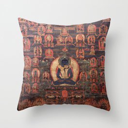 Buddhist Thangka Bodhisattva Samantabhadra Buddha Throw Pillow