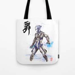 Liara from Mass Effect sumi style with calligraphy Tote Bag