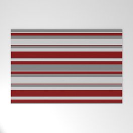 [ Thumbnail: Grey, Light Grey & Maroon Colored Stripes Pattern Welcome Mat ]