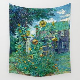 Sunflowers & Artist's House, Hampton Bays by David Davidovich Burliuk Wall Tapestry