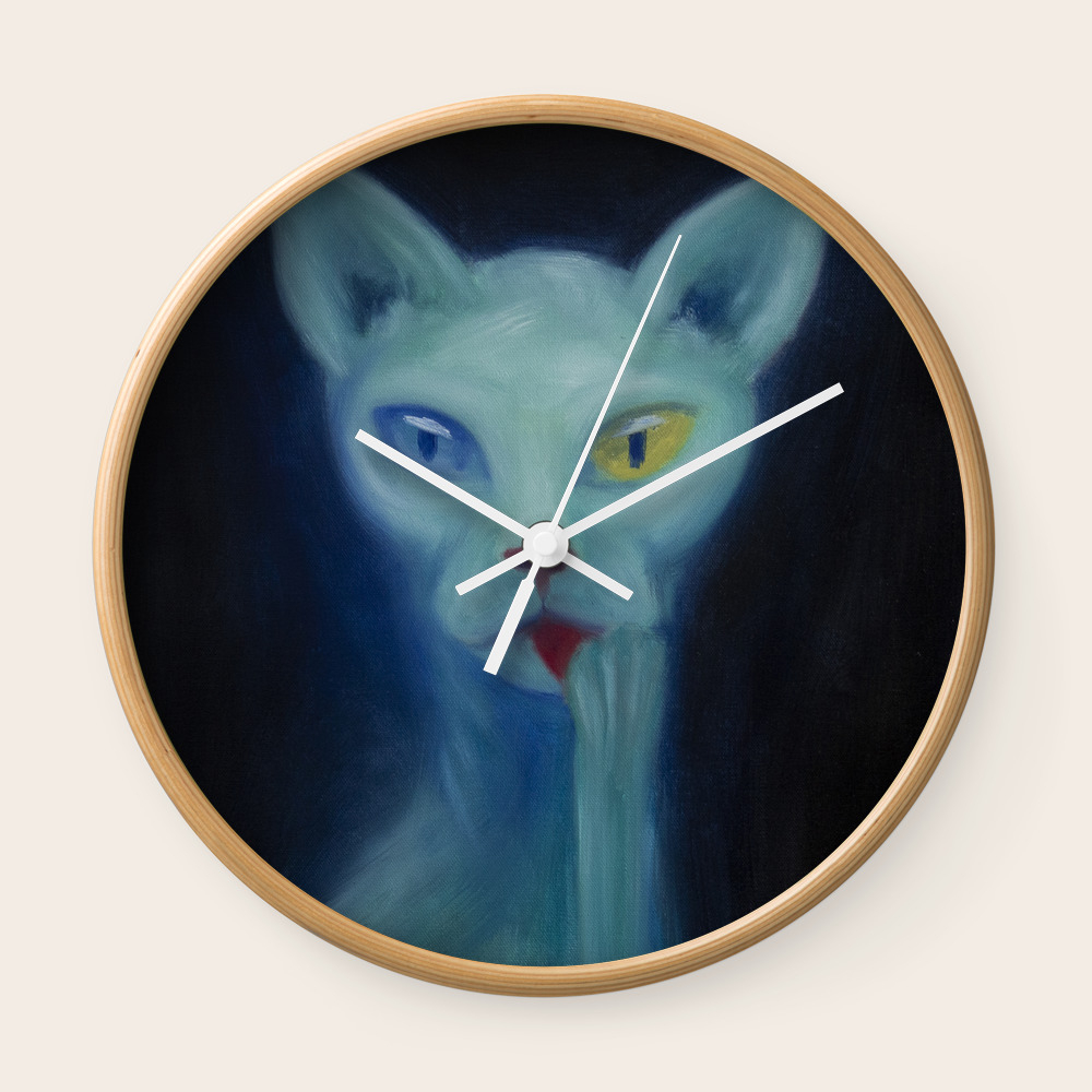 Alien Kitty Oil Painting Wall Clock By Marlonxmx Society6