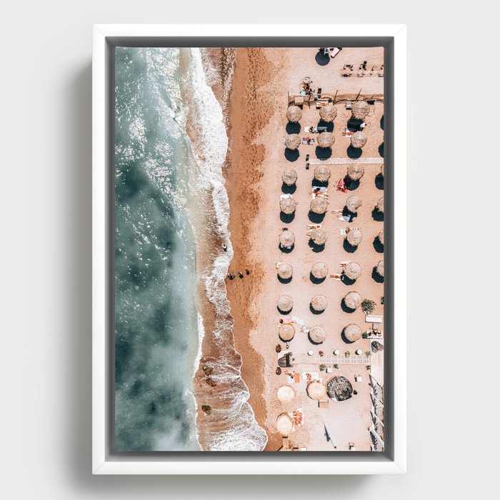 Ocean Print, Aerial Ocean Beach Print, Aerial Beach Print, Beach Photography, Blue Sea Art Print Framed Canvas