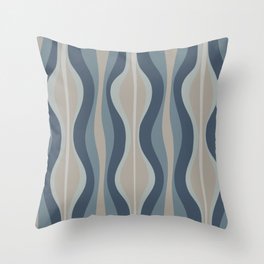 Mid Century Modern Hourglass Abstract Pattern in Neutral Blue Gray   Throw Pillow