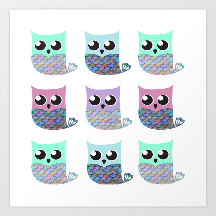 Mer-owls Art Print
