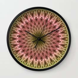 Detailed mandala in gold and red ones Wall Clock
