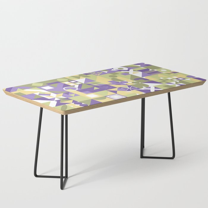 Purple, Green, White Colorful Minimalist Geometric Design Gift Pattern Art Print Coffee Table