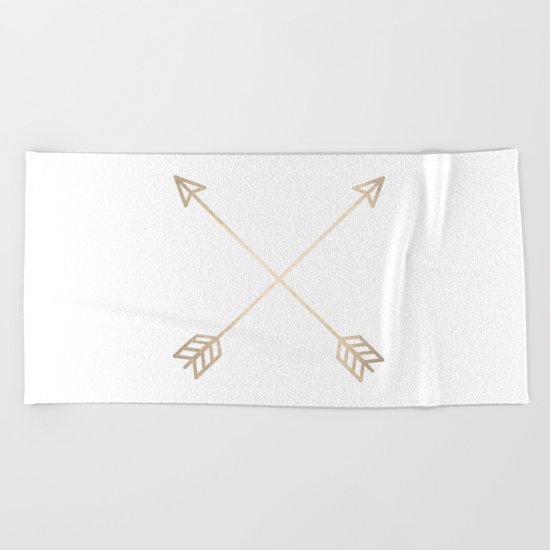 Adventure White Gold Arrows Beach Towel