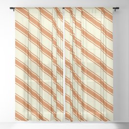 [ Thumbnail: Light Yellow & Chocolate Colored Pattern of Stripes Sheer Curtain ]
