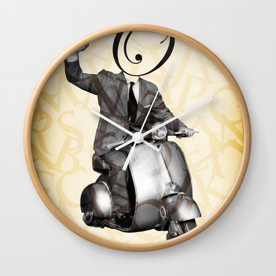 Mr O on his vespa Wall Clock