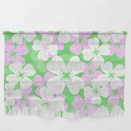 70’s Desert Flowers Pink on Green Wall Hanging