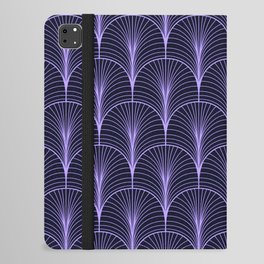 Midnight Navy Blue Very Peri Lavender Minimal Retro Art Deco Line Arch Pattern  iPad Folio Case