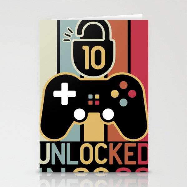 Level 10 unlocked in 2022 gamer 10th birthday gift Stationery Cards