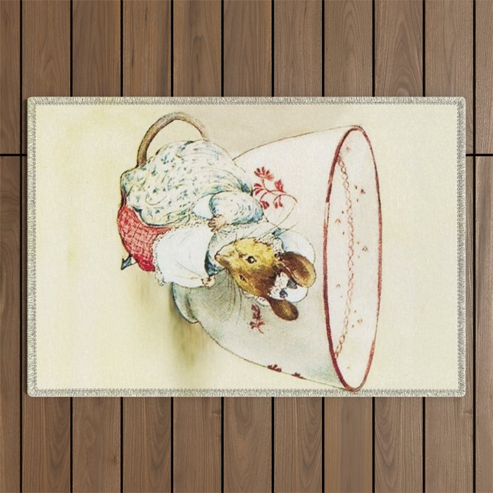 “Mouse Seamstress and Teacup” by Beatrix Potter Outdoor Rug