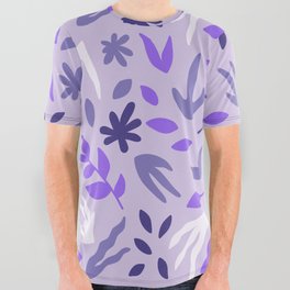 Violet Floral Cutouts - Mid Century Modern Abstract All Over Graphic Tee