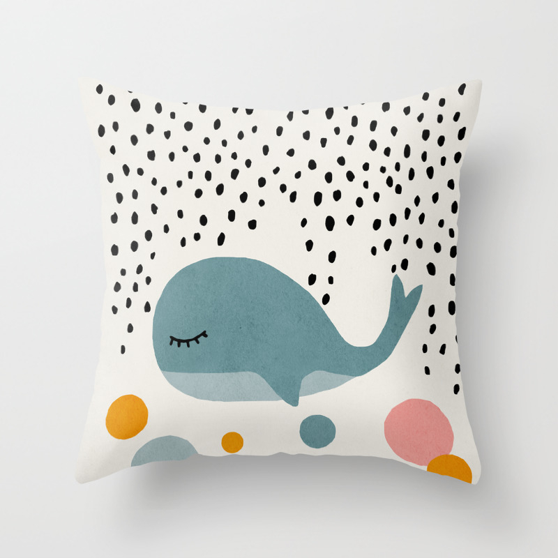 Whale Abstract Mid Century Modern Kids Wall Art Nursery Room