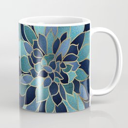 Festive, Floral Prints, Navy Blue, Teal and Gold Coffee Mug | Nature, Pattern, Fab, Xmas, Curated, Metallic, Graphicdesign, Garden, Christmas, Floral 