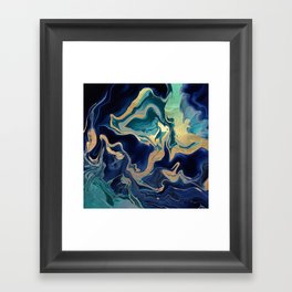 DRAMAQUEEN - GOLD INDIGO MARBLE Framed Art Print