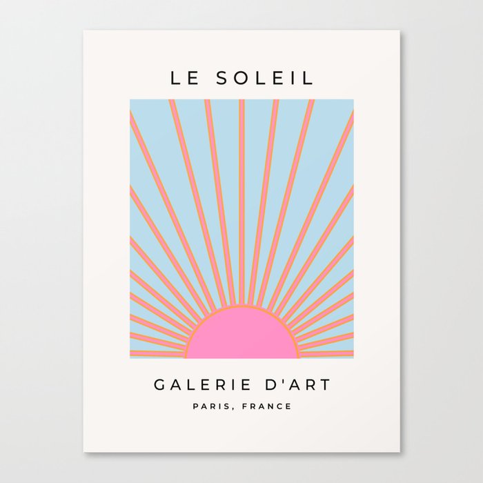 Le Soleil | 02 - Abstract Retro Sun Pink And Blue Print Preppy Modern Sunshine Canvas Print