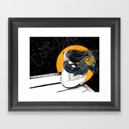 Come Home Framed Art Print | Paint Pen, Night, Moon, Home, Ink Pen, Stars, Dock, Wind, Yellow, Alone 