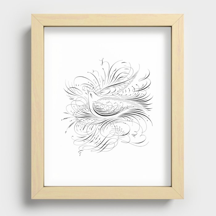 Flourished Bird Recessed Framed Print
