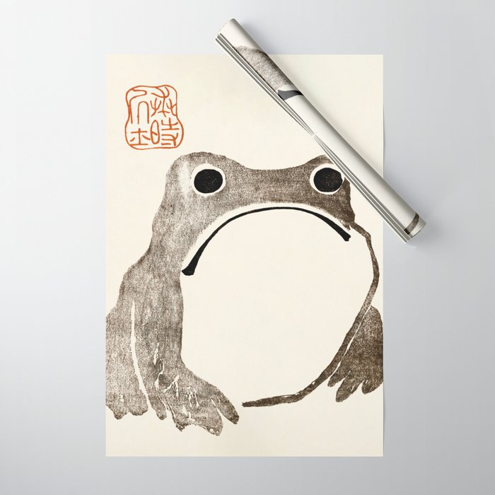 Unimpressed Frog Meika Gafu by Matsumoto Hoji 1814 - Frog Wrapping Paper