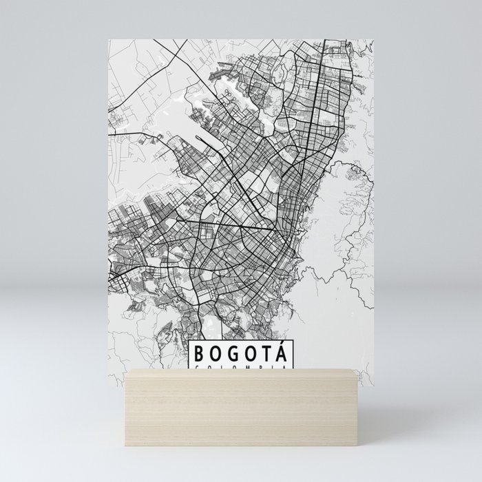 Bogota City Map of Colombia - Light Mini Art Print