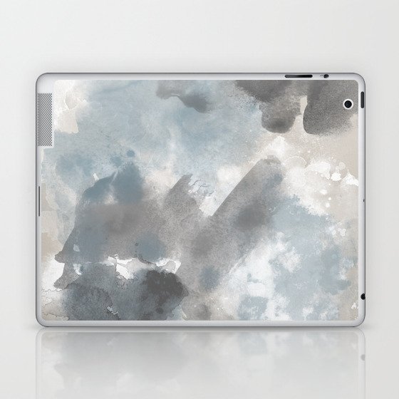 Abstract watercolor 4 blue grey Laptop & iPad Skin