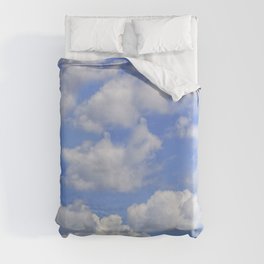 Fluffy clouds blue sky sunny day Duvet Cover