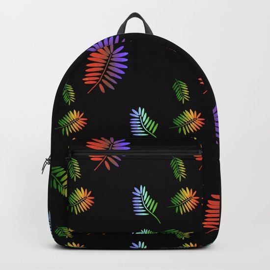 Tropical Palm Black Backpack